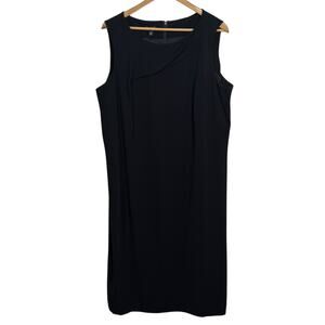 Talbots Woman Plus Size 18W Draped Neckline Black Sheath Dress